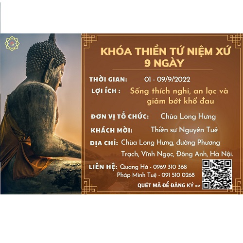 Khoá thiền Tứ Niệm Xứ 9 ngày tại Hà Nội